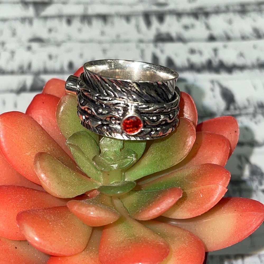 3 Stone Spinner Ring - image 1